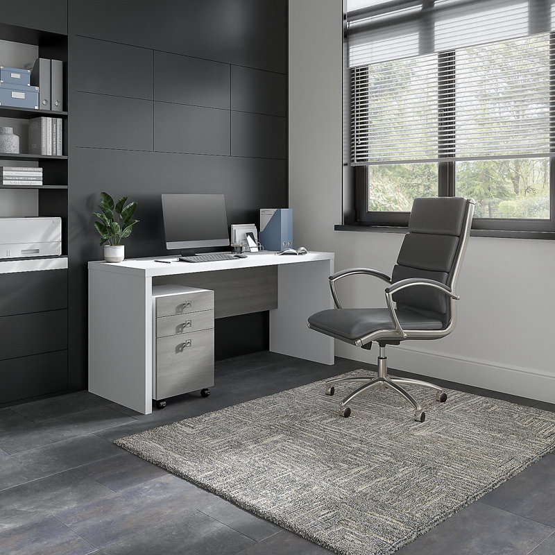 Echo 2 Piece Computer Desk Office Set, White/Black