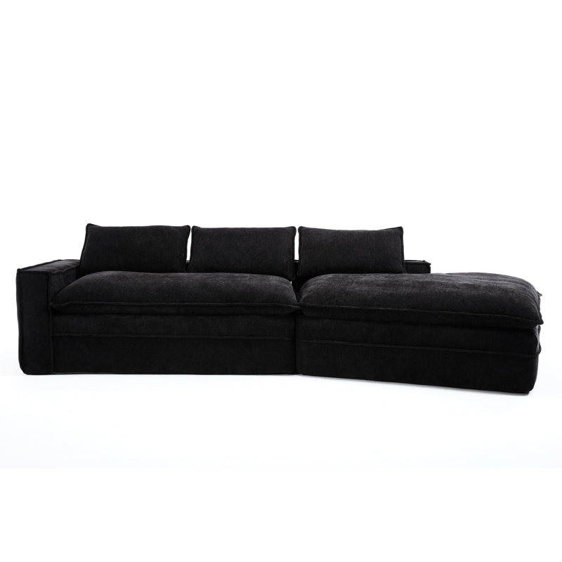 Canapé modulaire rembourré 3 places noir, Noir
