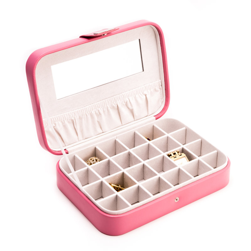 Boîte à bijoux avec boutons de manchette de voyage, Rose