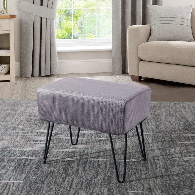 Avilla Upholstered Ottoman, Silver Polyester