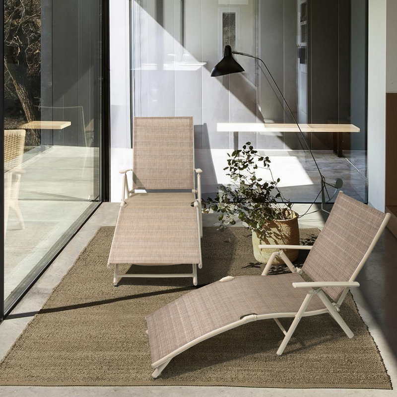 Chaise longue inclinable 72 po Biornulf, Beige