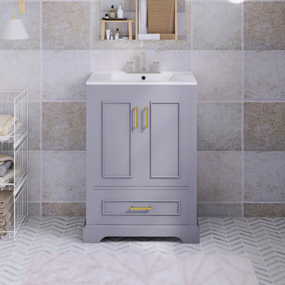 Ensemble de meuble-lavabo autoportant 24 po avec comptoir en céramique 24 po