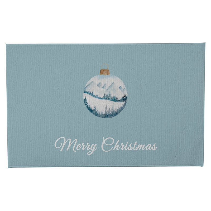 Paillasson Merry Christmas, Bleu glacier, L 17 po x L 24 po