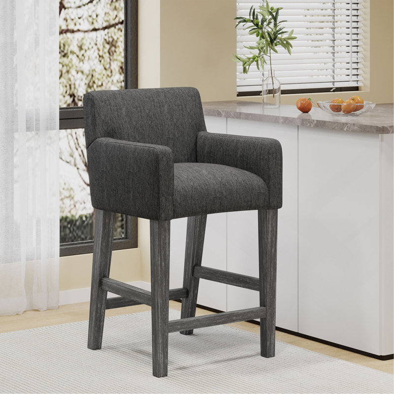 Tabouret de comptoir rembourré de 26 pouces, 1, Gris anthracite
