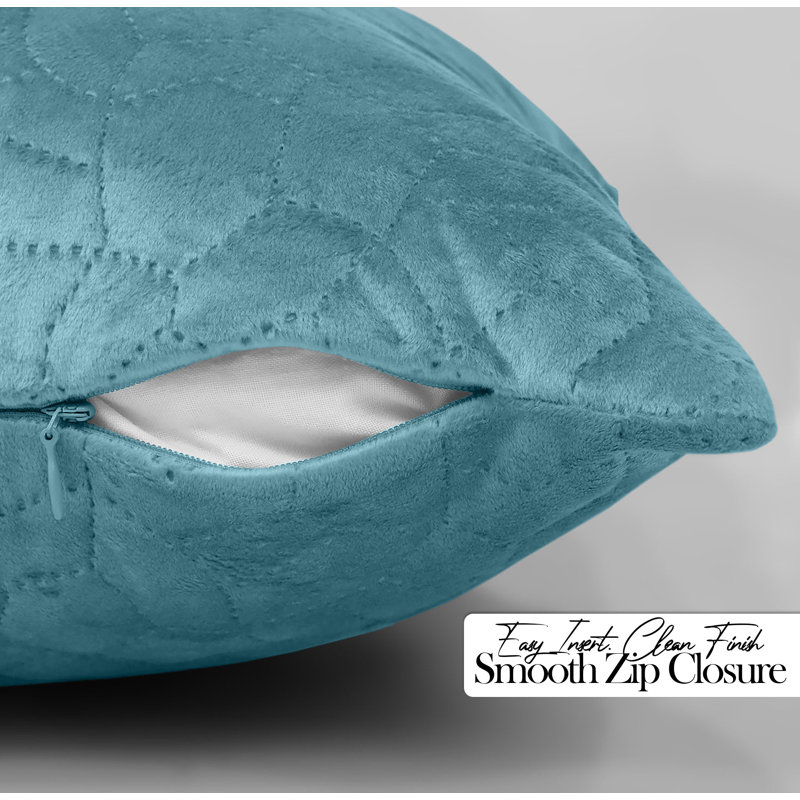 Pebble Pattern Velvet Cushion Covers, Set of 2 – Textured Plush Scatter Pillow Covers for Sofa, Bed & Living Room , Teal