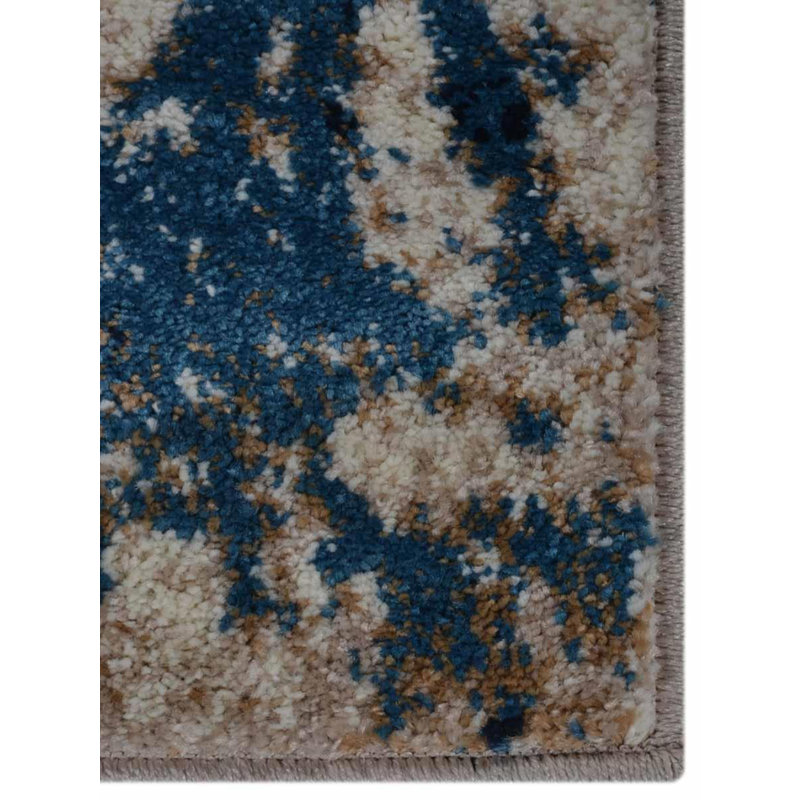Machine Made Heatset Polyproplyene Area Rugs - Runner, Beige Blue Color, Oriental Design, Low Pile Machine Made Area Rugs for Living Room, Bed Room