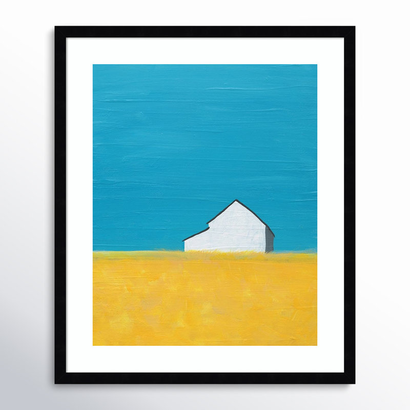 «Its a Barn» par Jan Weiss - Reproduction d'art graphique sur papier encadré, H 25 po x l 21 po, gris