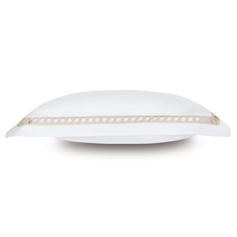 Celine Cotton Pillow Sham, King, White/Champagne