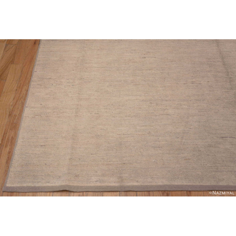 Tapis unique de style moderne et minimaliste abstrait crème / brun clair One-of-a-Kind