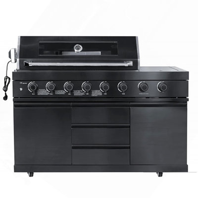 Îlot de cuisine au propane 46 po à 4 brûleurs en acier inoxydable noir pour îlot de cuisine extérieur