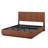 LED Light Integrated King Size Bed Frame, Modern Bedroom Sleeping Furniture, Brown Finish, MDF and Steel Construction with Curved Design