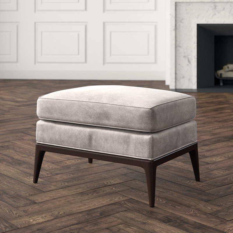 Claxton Ottoman, Filigree Ivory, American Walnut