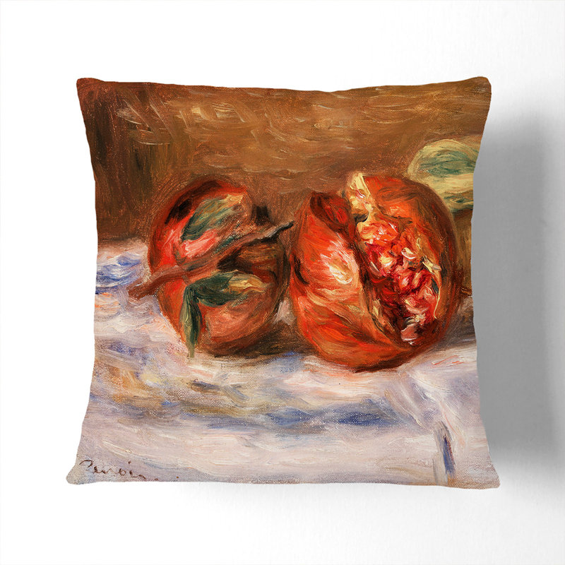 Pomegranates Scatter Cushion, White, 40cm H x 40cm W x 15cm D