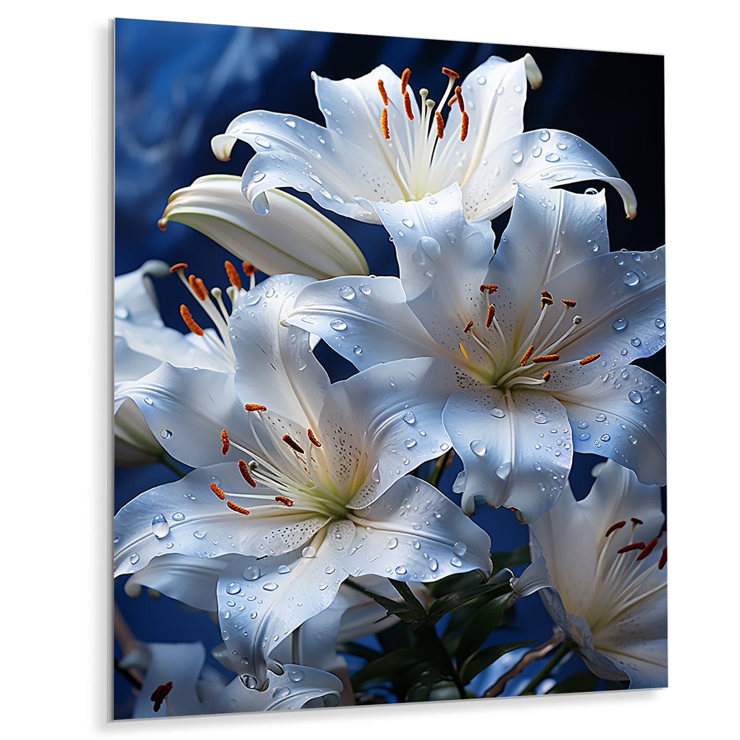 'Flowers Serenity In White' Floral Metal Wall Art Prints Winston Porter