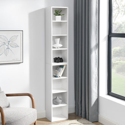 Multifunctional 8 - Tier Media Tower Rack, Double Bookcase For Cd Storage In Home Office, Adjustable Shelves, Waterproof And Quick To Install, 3A Packaging Easy Assemble, Packaged