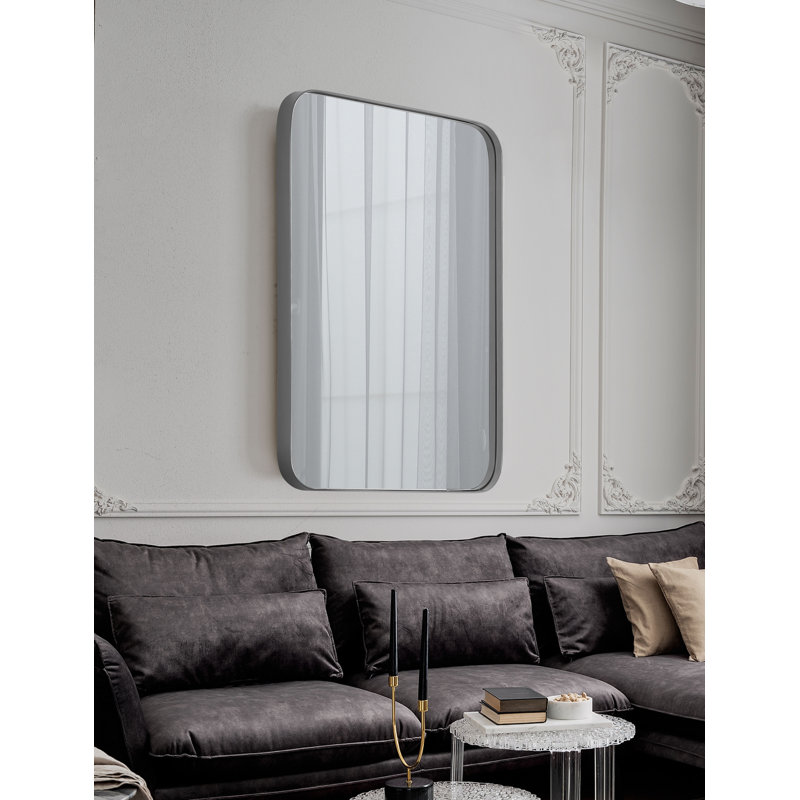 Miroir de salle de bain Duesbury, Gris, 36 po x 24 po