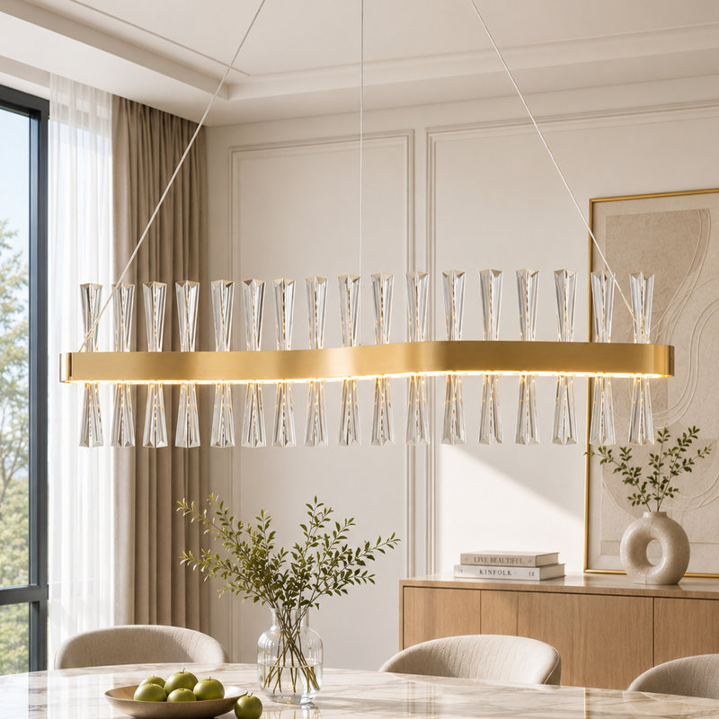 Luminaire suspendu linéaire en forme de S 36W à DEL à intensité variable pour îlot de cuisine
