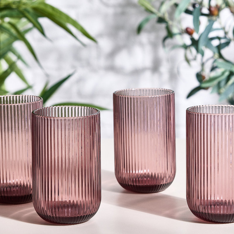 Chanyia Drinking Glass Set, 13" H, Pink