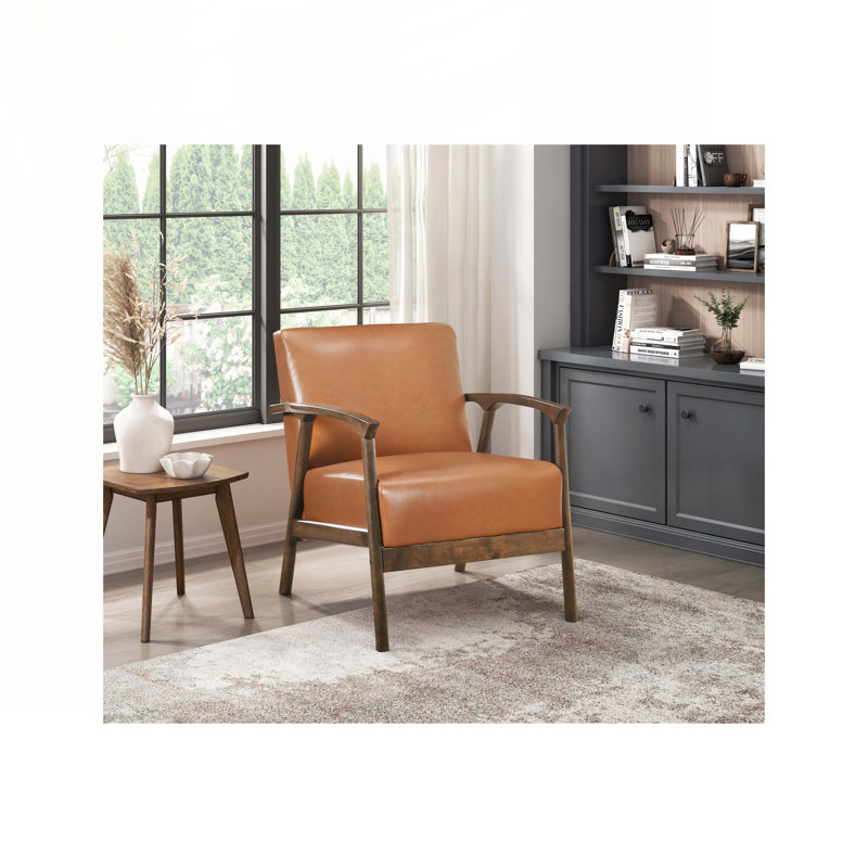 Fauteuil rembourré en similicuir à 4 pieds