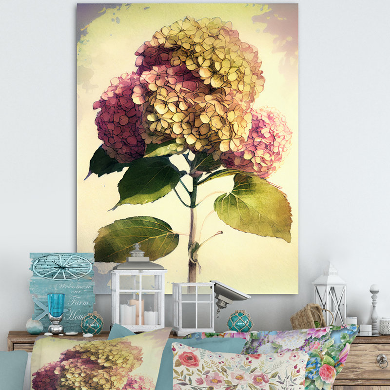 Hydrangena III - reproduction sur toile, H 32 po x l 24 po x P 1 po, Toile tendue