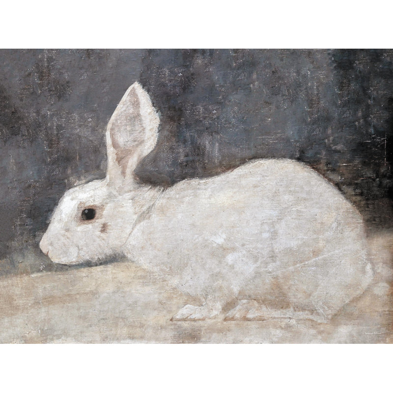 Le lapin blanc sur toile par impression à lettres et doublée, H 8 po x l 12 po x P 1,25 po