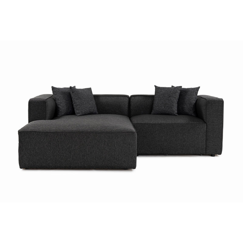 Canapé d'angle moderne de couleur anthracite 90,6 po x 27,2 po x 70,9 po | Tissu à texture douce, structure en hêtre et sapin, 30 coussins en mousse à densité moyenne | Siège élégant et confortable pour le salon, la salle familiale ou le bureau