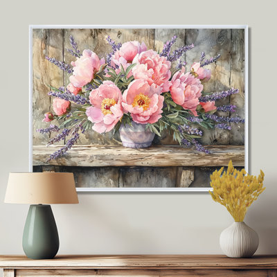 Iryna pivoines et lavande Bouquet II - pivoines, art mural