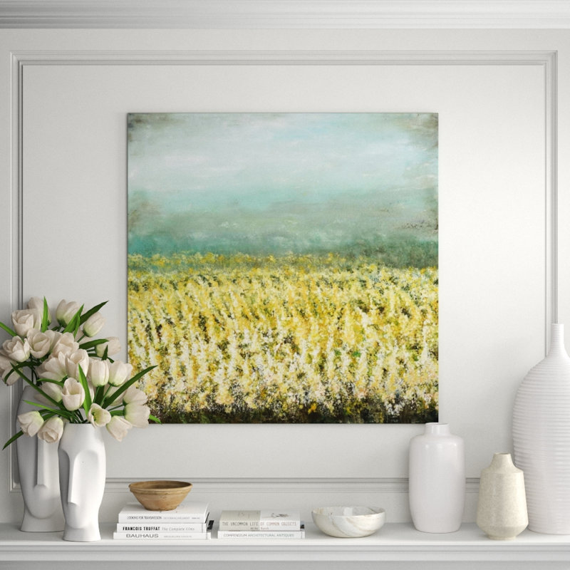 Golden Fields Print by Beverly Fuller, Knife Gel, 40" H x 40" W x 1.5" D