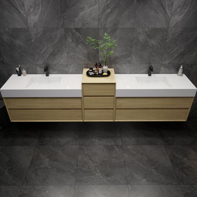 Albizu 114" Wall-Mounted Double Bathroom Vanity