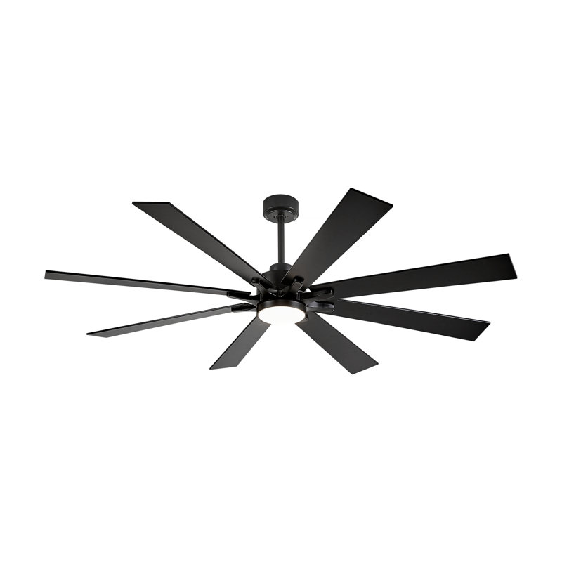 Large 8 Blade Ceiling Fan With Led Light And Smart Features, 62", Black, Black