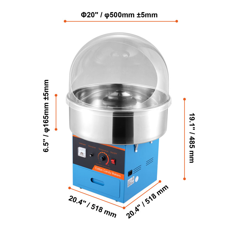 VEVOR Electric Cotton Candy Machine, 1000W Candy Floss Maker, Blue