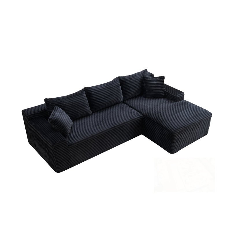 Cloud Modular Sectional Sofa Couch with L-Shape Chaise, Black