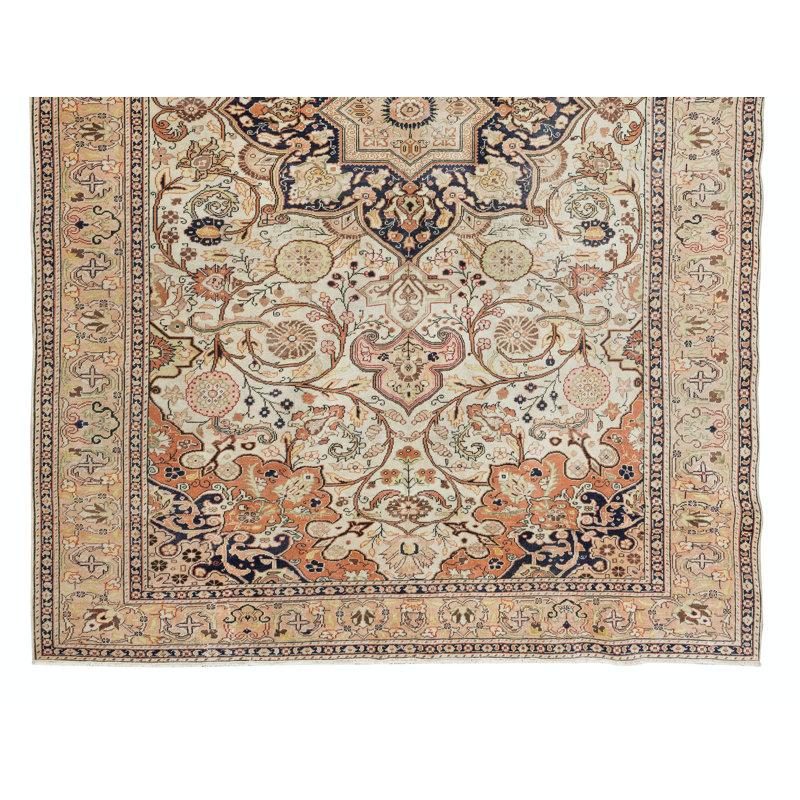 Tapis turc fait à la main avec motif de médaillon, 100% laine