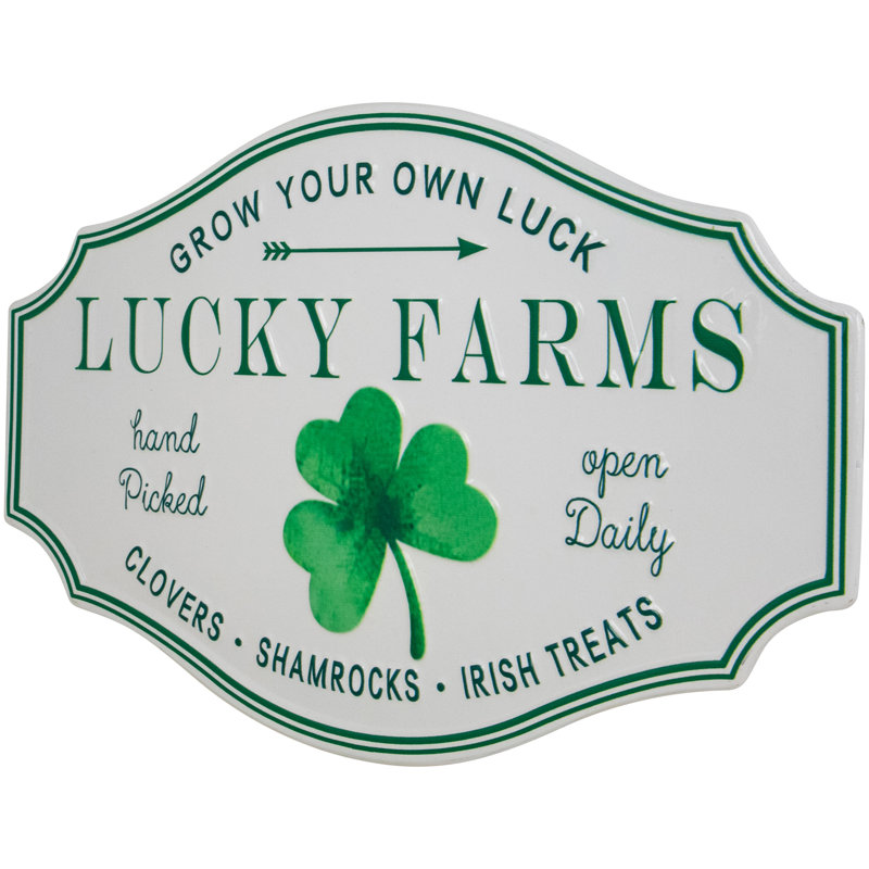 Enseigne murale Lucky Farms With Shamrock St. Patrick's Day - 14 po