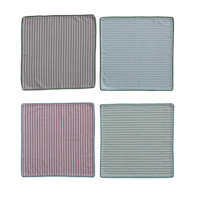 Cotton Striped Napkins with Pom Pom Trim
