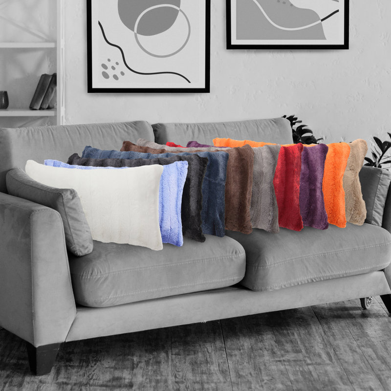 Housse et coussin rectangulaire imitation fourrure Swampscott, Blanc