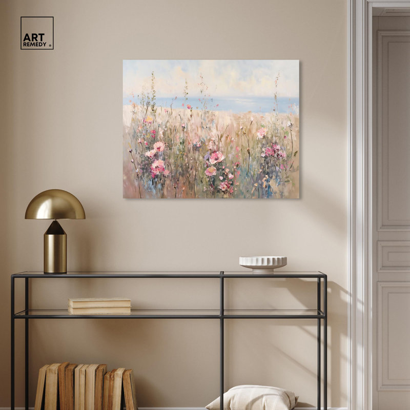 «Rosy Garden Whisper» par Art Remedy, H 24 po x l 30 po, Toile tendue