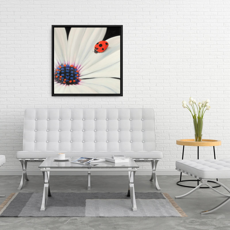 " White Daisy And Ladybug "
