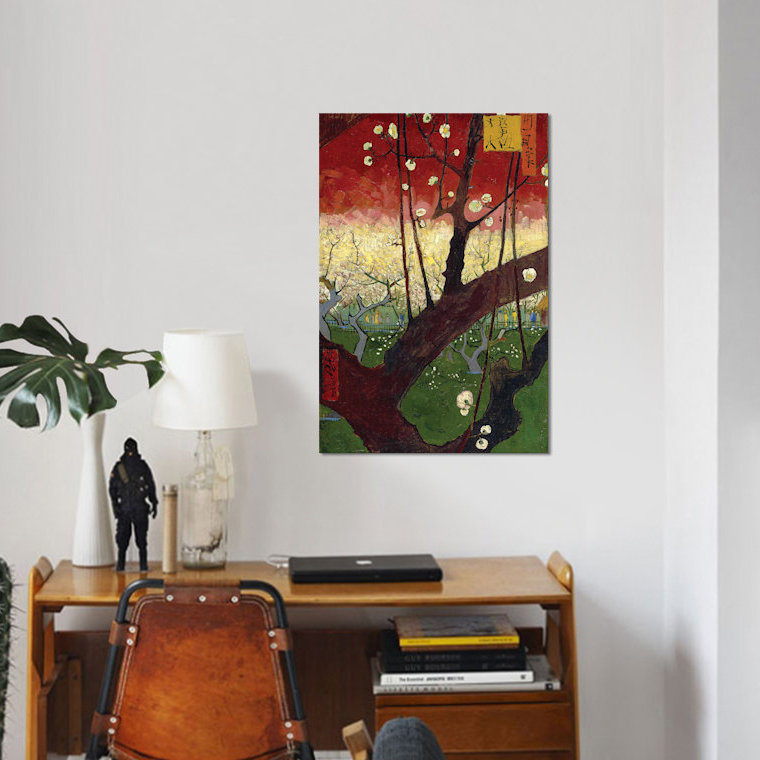«Japaneseerie Flowering Plum Orchard After Hiroshige Paris, 1887» par Vincent Van Gogh sur toile, Toile tendue, Pas de tapis