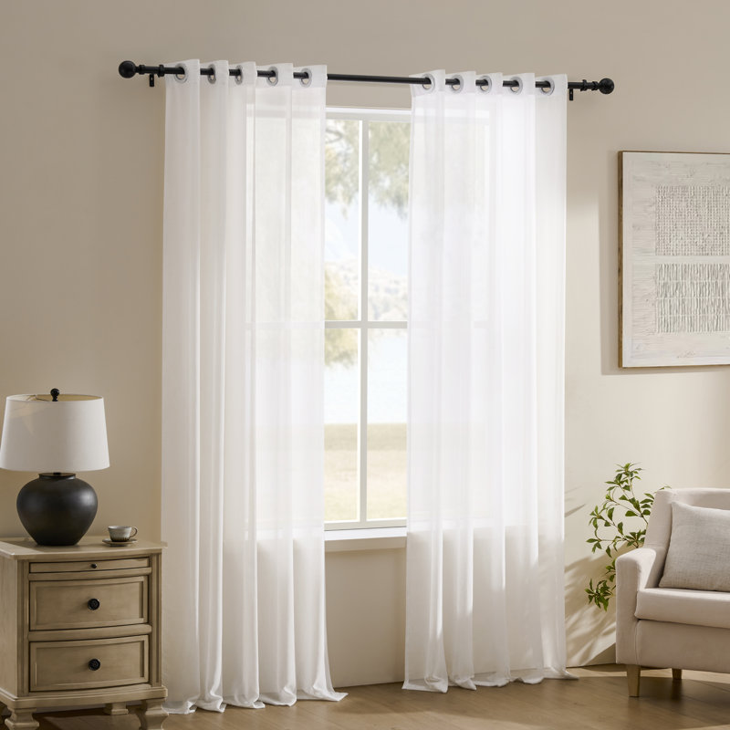 Tringle à rideaux simple réglable en métal robuste de 1 pouce, faiteaux à billes en acier, noir mat, 16" - 94"