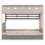 Lit superposé double pleine grandeur de style château avec lumières DEL, 2 tiroirs et tablette à 3 compartiments, structure en bois massif, gris-132936587-132936589