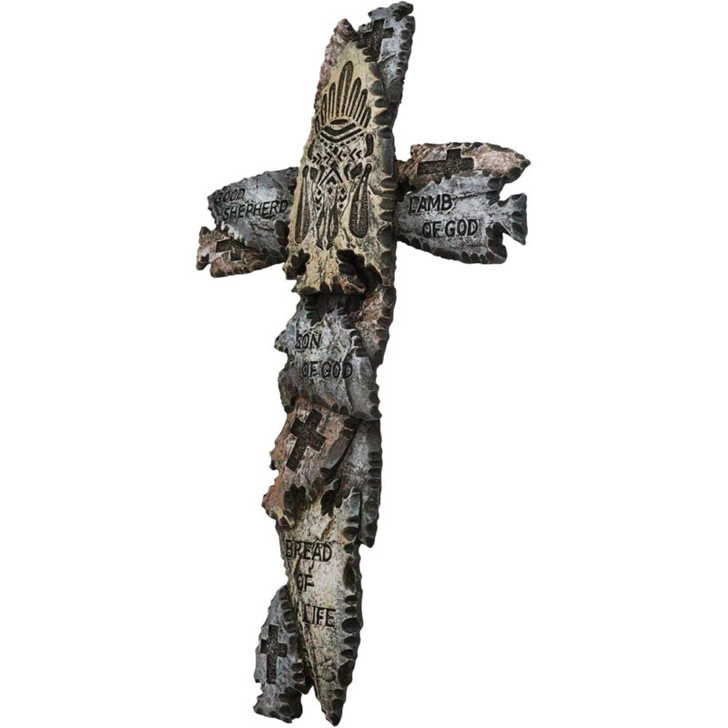 Tribal indien, fausses têtes de flèches, agneau de dieu, plaque de croix du Bon Pasteur