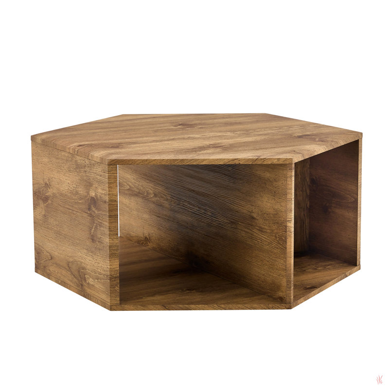 Hexagonal Coffee Table, 14" H x 31.5" W x 27" D, Brown