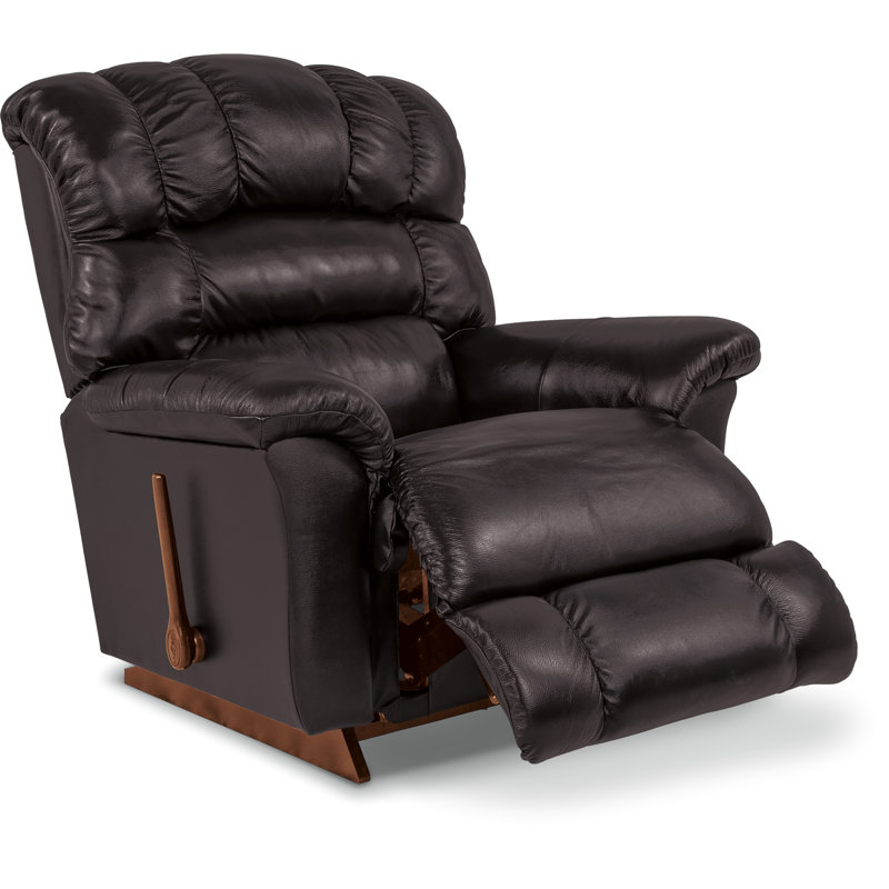 Randell Oversized Manual Leather Match Rocking Recliner, Dark Chocolate Leather Match