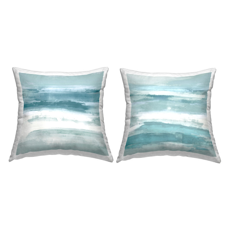 Turquoise White Abstract Forms Printed Throw Pillow Design By Jake Messina (Set Of 2)