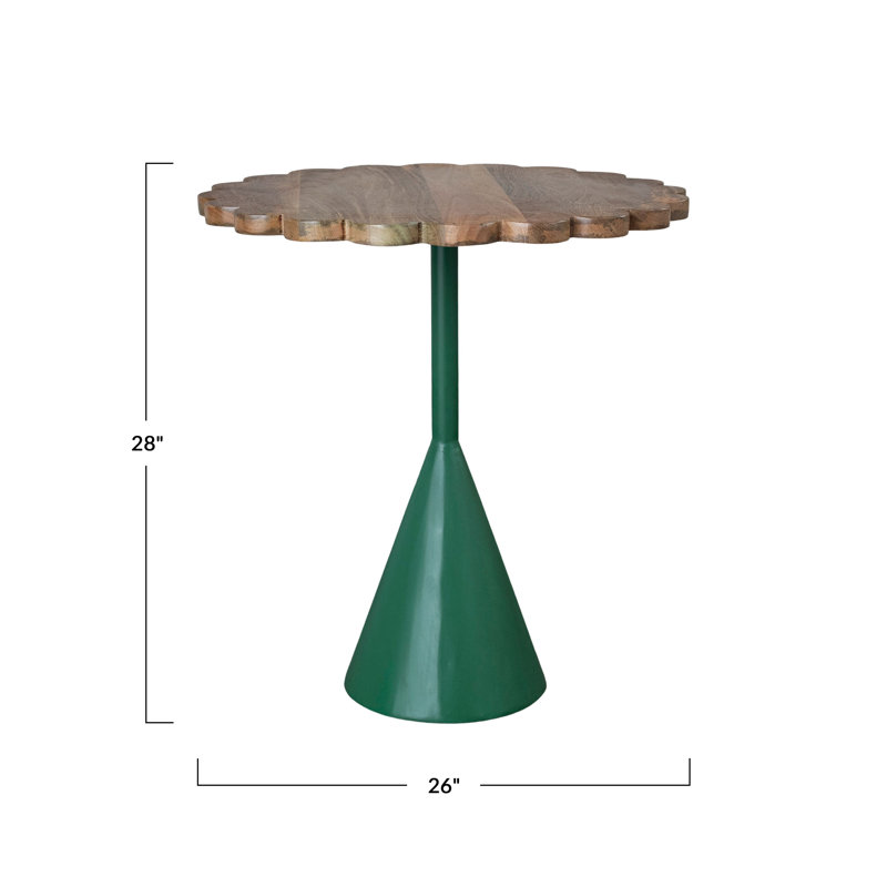 Table bistro festonnée en bois de manguier et en fer