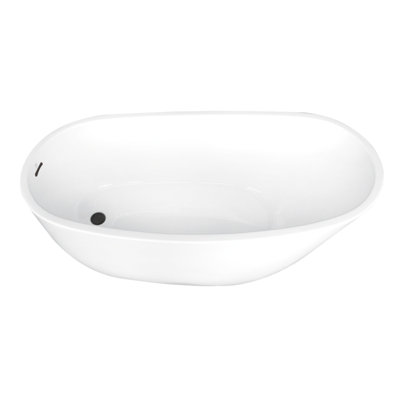Kingston Brass Aqua Eden 68-Inch Acrylic Oval Single Slipper Freestanding Tub with Drain
