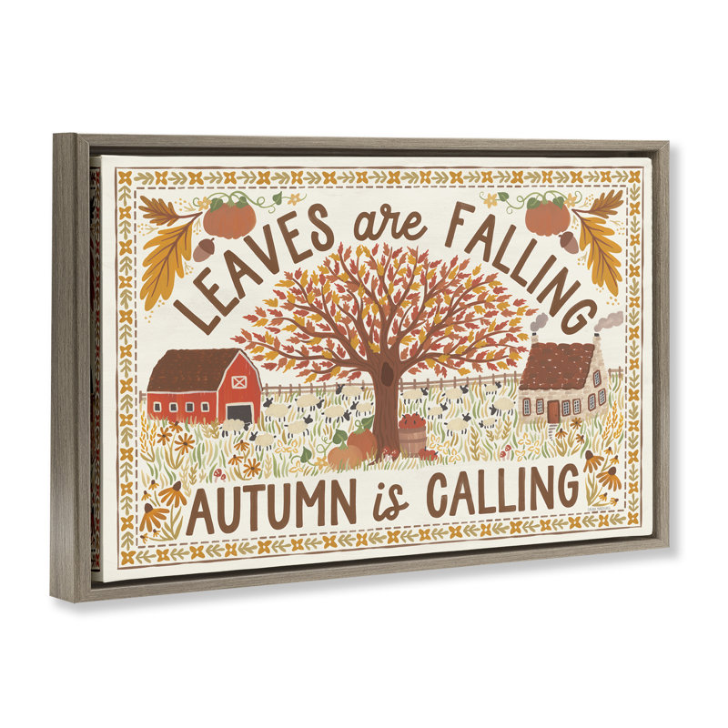 «Leaves Are Falling Scene» par Laura Marshall, Cadre flottant orme Montalcino, H 17 po x l 25 po