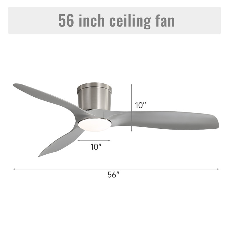 Shandi 52" 3 Blades Modern Intelligence flush mount ceiling fan with LED Lights,Remote Control