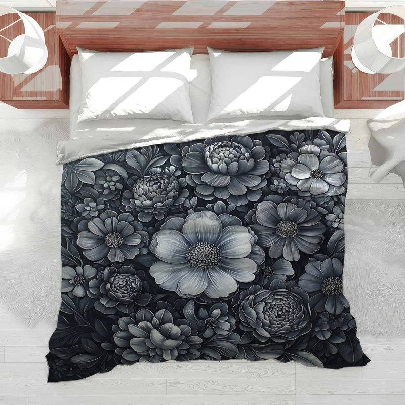Édredon floral avec fleurs et literie Hollywood Regency, Édredon grand